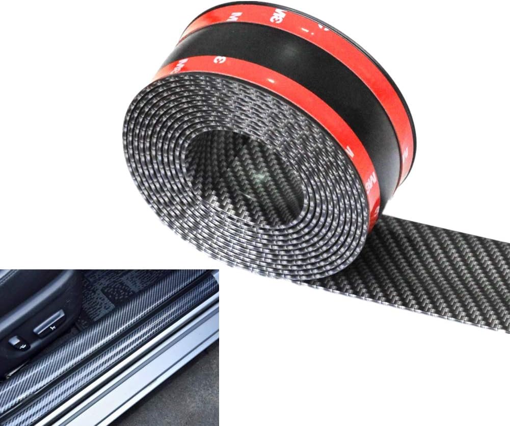 Wefond Universal Carbon Fibre Car Door Sill Guards Protector Self-Adhesive Flexible Car Sticker Protector for Car SUV Truck Door Entry Guards, 5x250cm / 2x98.4 inches (WL)