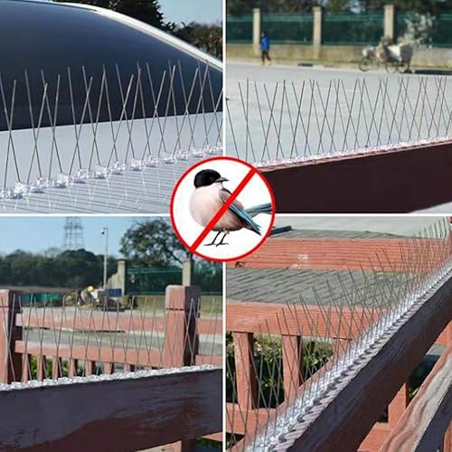 Miniatura 4 de Happyami - Pacas de paloma de acero inoxidable, antiescalada para pared, repelente de pájaros, picos disuasorios para palomas, pájaros pequeños,