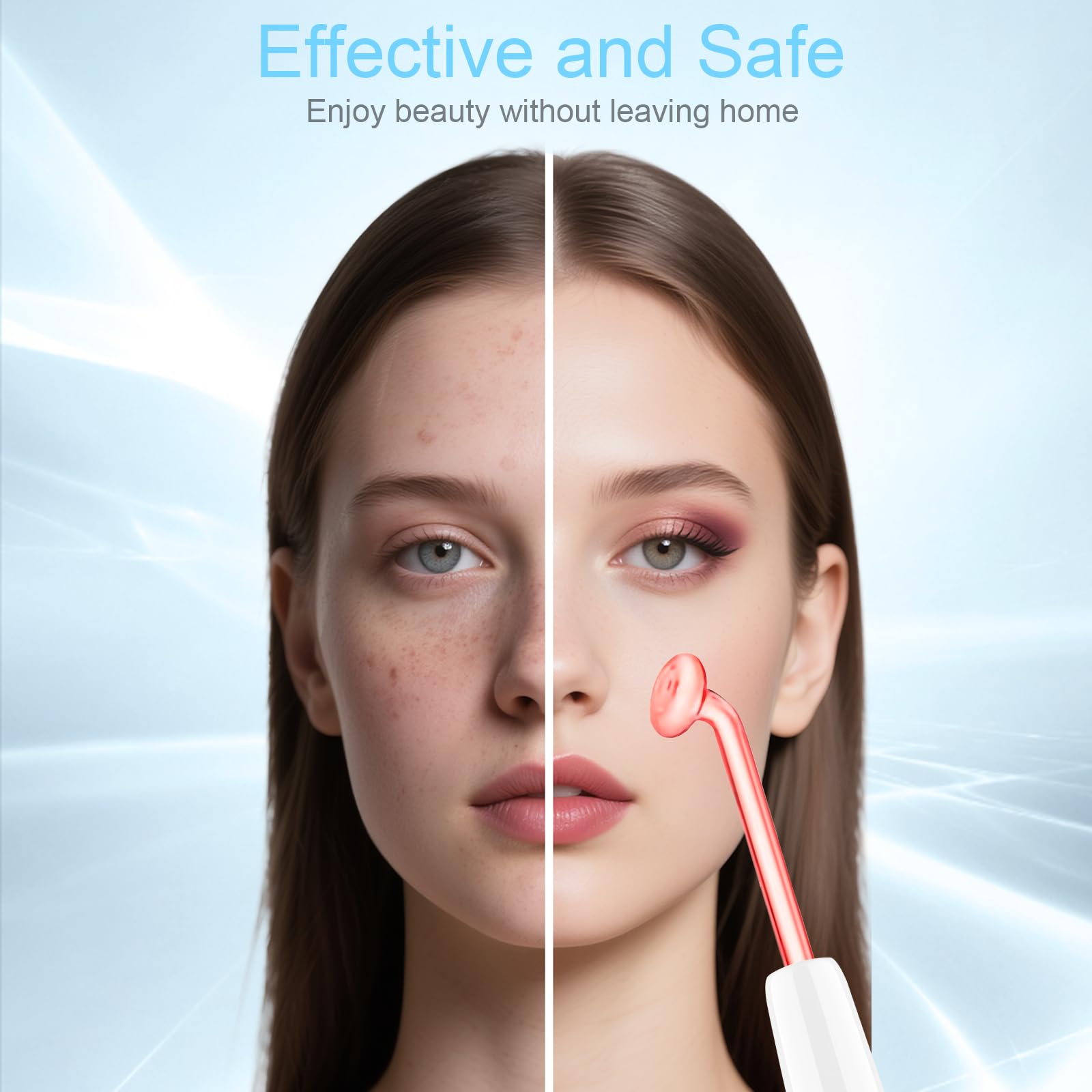 Hochfrequenzstab mit 4 Rote Neon HF Stabs, Hochfrequenz Gesicht Geräte Akne, Beauty Gesichtsmaschine, Gesichtsmassagegeräte zur Hautstraffung