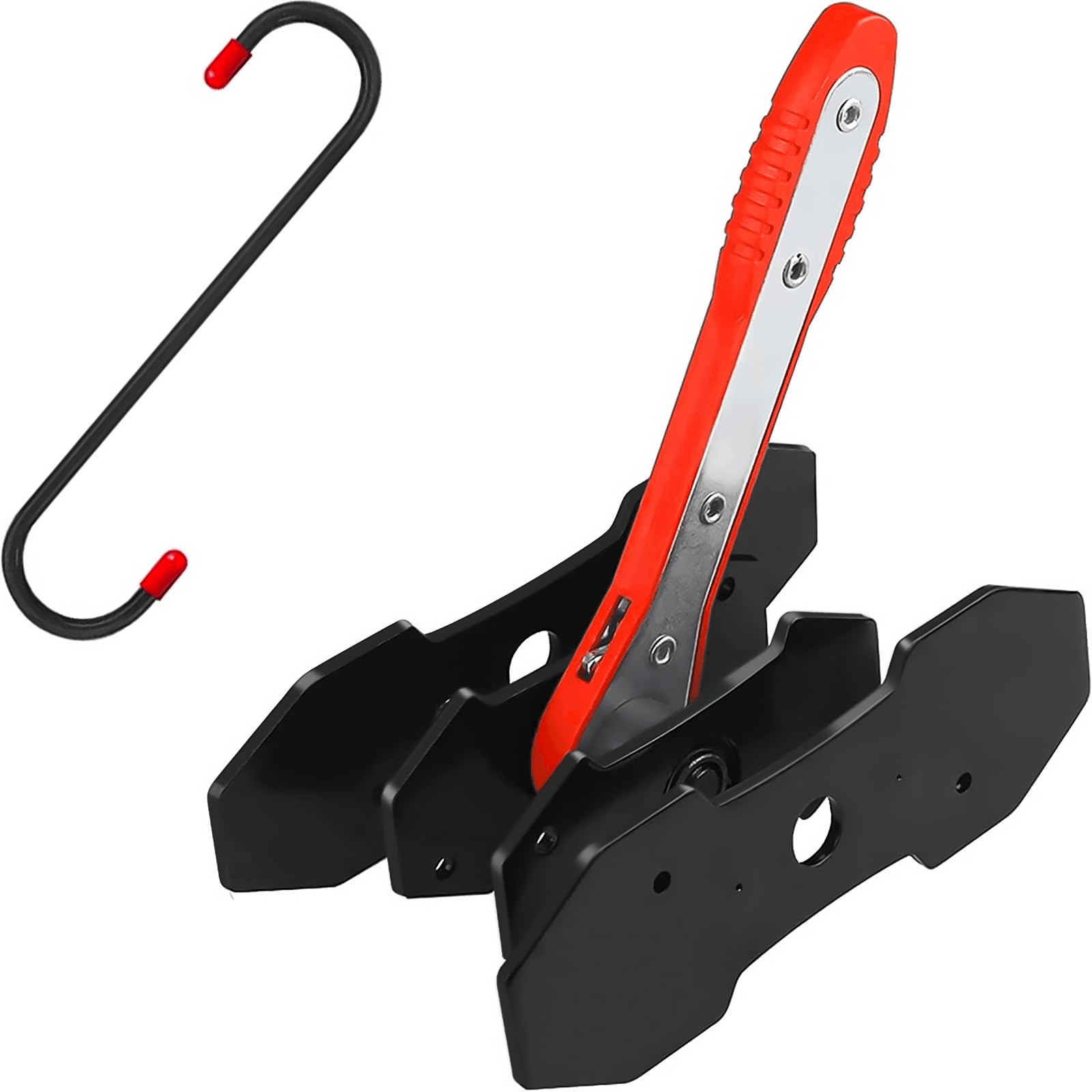 Brake Tool, Brake Caliper Compression Tool with 360 Degree Swing Ratchets, Brake Caliper Tool with 2PCS Steel Plates, Caliper Piston Compressor Tool with Brake Caliper Hooks, Red