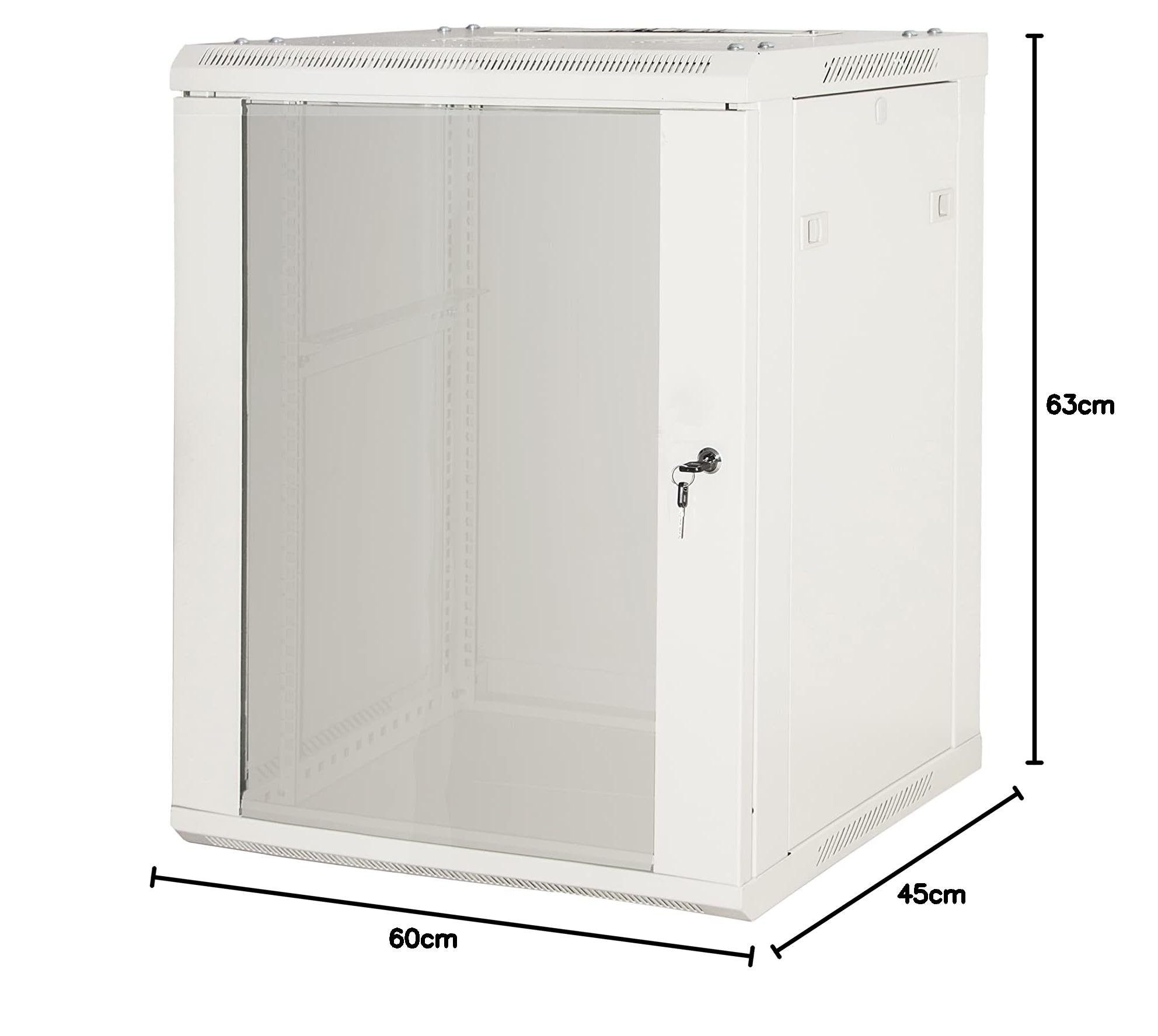 LINK LK1912UGF - Armadio Rack 19" da Muro 12U – 635x600x450 mm, Grigio, Disassemblato, Porta in Vetro, per Server, Switch e Apparecchiature IT