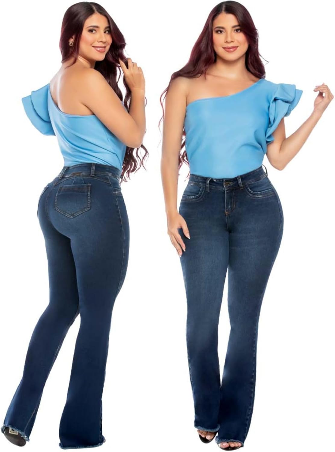 Colombian High Waisted Bootcut Jeans for Women, Stretch Denim Jeans, Curvy Fit, Butt Lifting, Comfortable Women’s Jeans