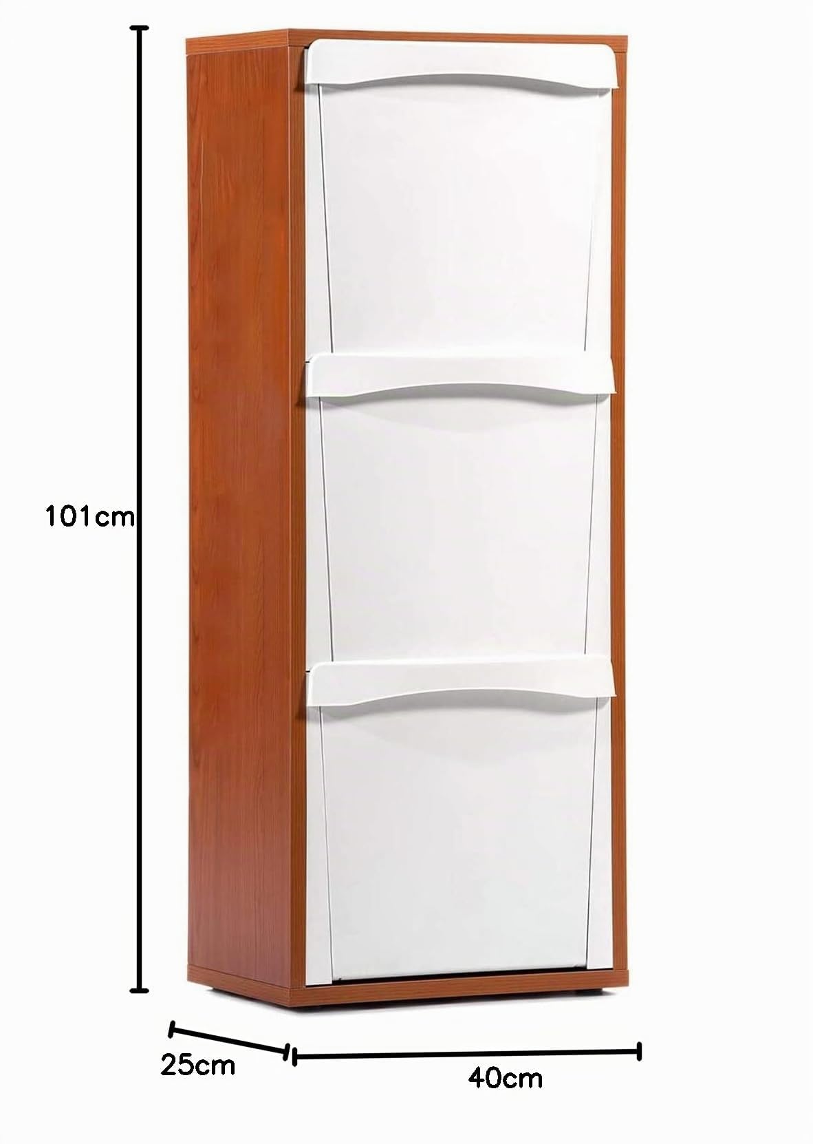 Marvin Mobile In Legno Contenitori Cestino Rifiuti Raccolta Differenziata 3 Vani Scomparti Verticale Interno Salvaspazio (Ciliegio)