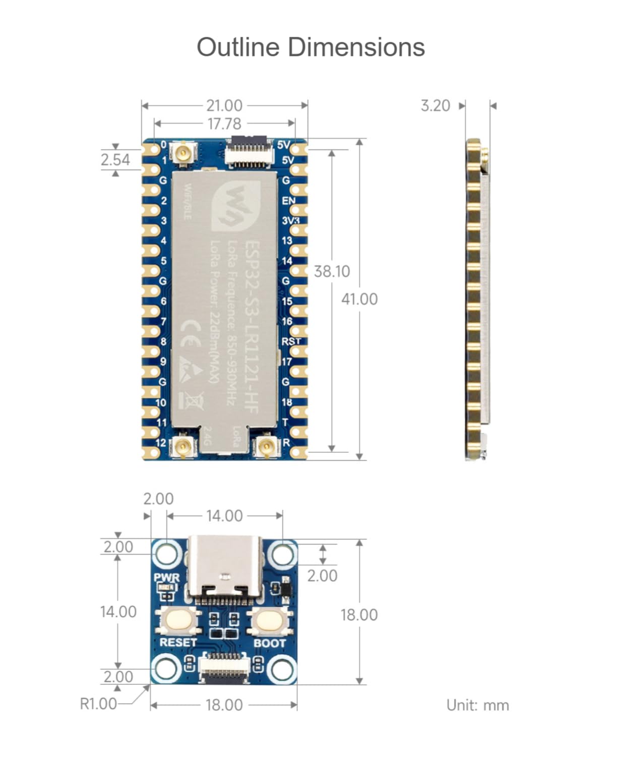 TUOPUONE Carte de développement ESP32-S3 LoRa (ESP32-S3-LR1121-HF), intègre la puce RF LR1121 de troisième génération, prend en charge la communication sans fil LoRa sous-GHz/2,4 GHz