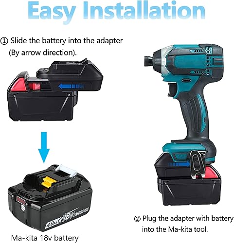 Miniatura 3 de Adaptador de batería DM18M compatible con Dewalt 18v-20v y para baterías de litio Milwaukee 18v M18, funciona compatible con herramientas eléctricas