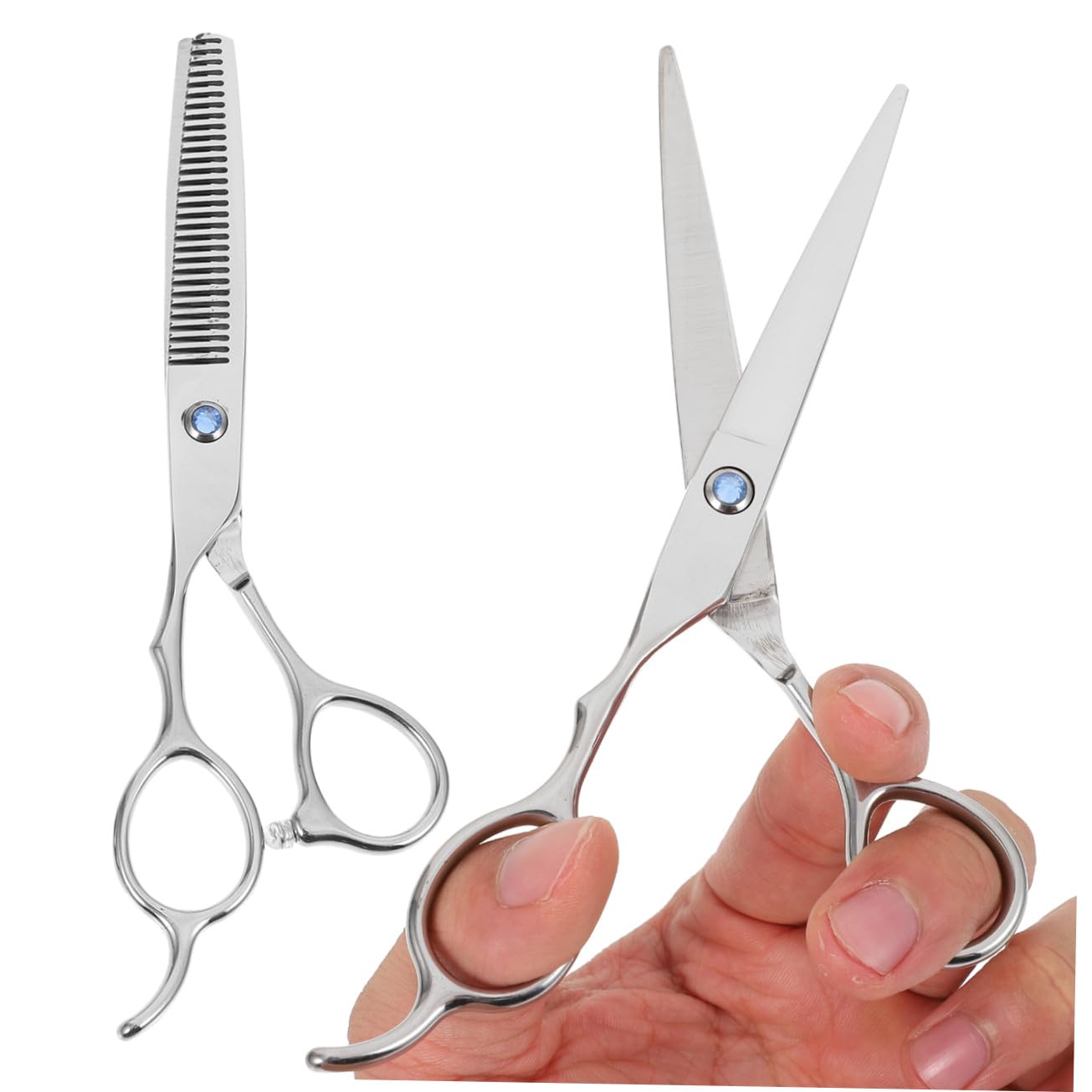Ciseaux de Coiffure Professionnels pour Gauchers en Acier Inoxydable Argenté 2 Pièces 6 Pouces Poignée Ergonomique pour Usage Amateur et Professionnel