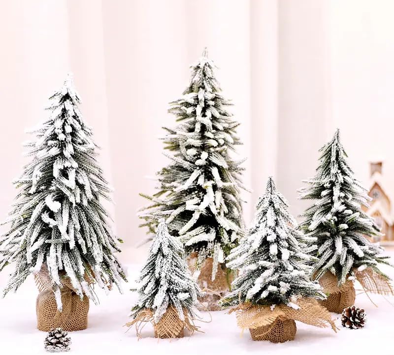 Miniatura 3 de Decoración festiva de mini abeto de nieve para árbol de Navidad, 14 pulgadas