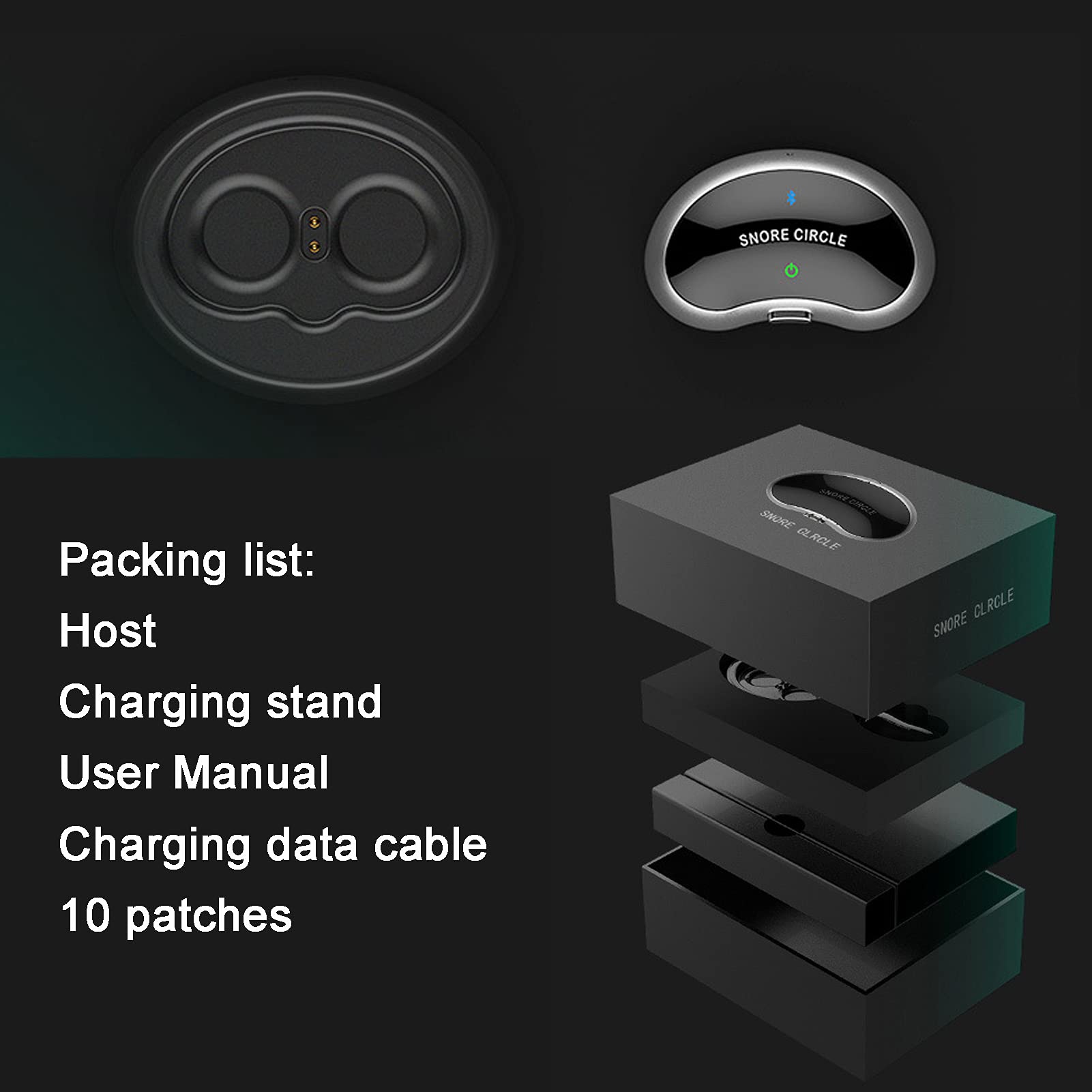 Inteligente Dispositivo Anti ronquidos,Dispositivo Electrónico Aliviar Los Ronquidos,Conexión Bluetooth Dispositivo de Ayuda para Dormir,con App Registra y analiza los Datos del sueño