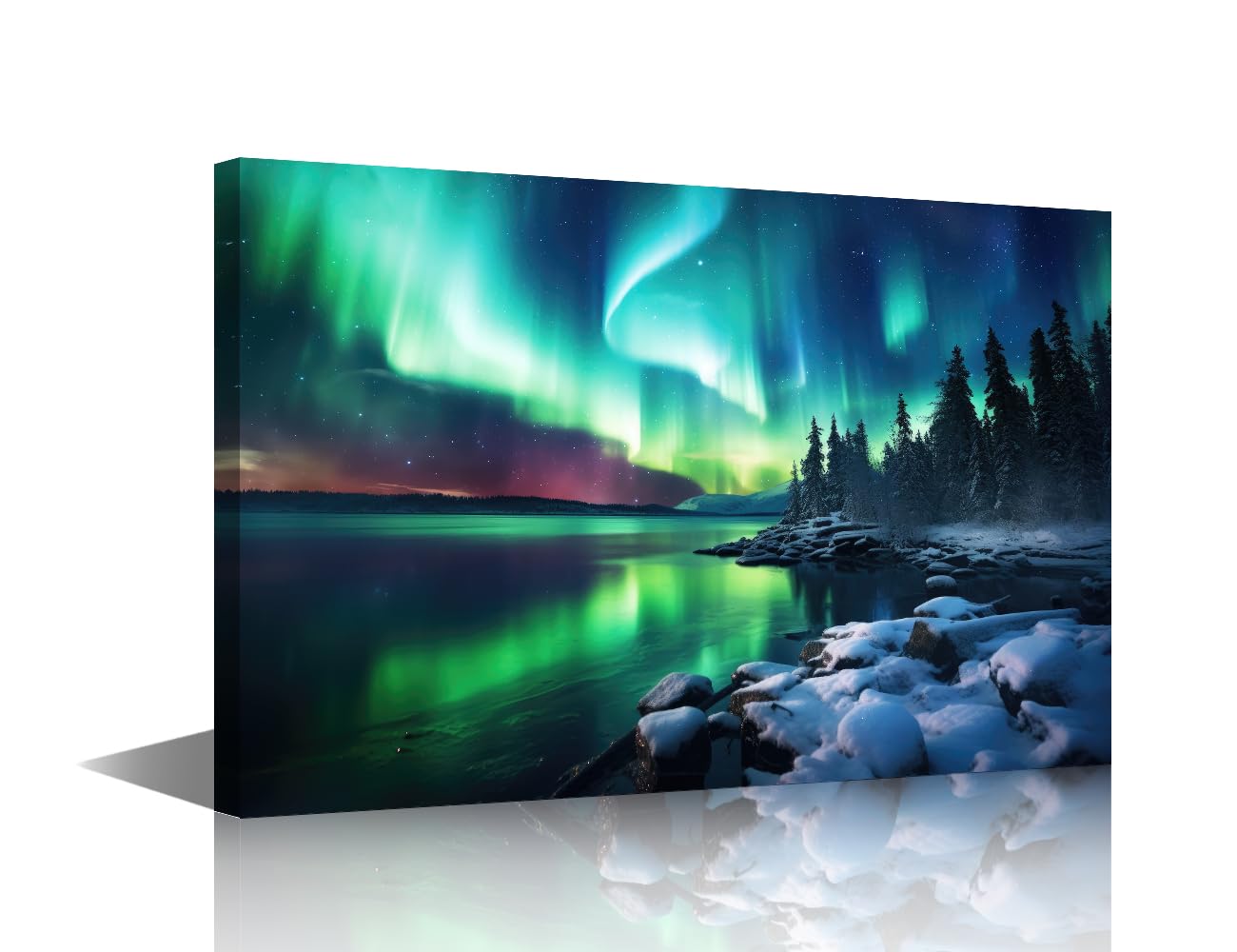 1 Panel Northern Lights Aurora Borealis in the Night Sky Wall Art for Living Room Bedroom Wall Decor Framed Home Corridor Porch Bedroom Bathroom Decoration 40 x 60 cm