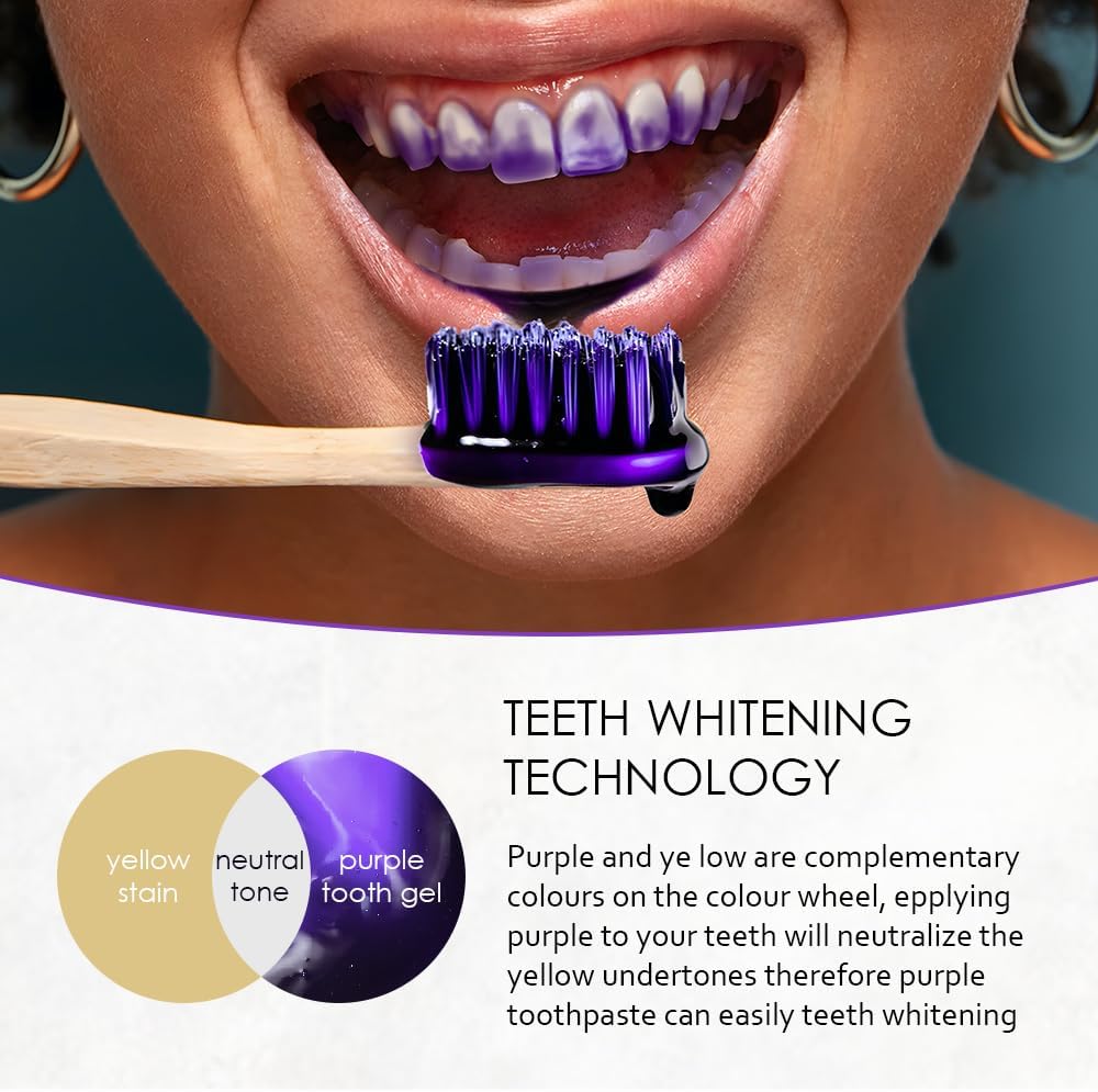 Purple Toothpaste for Teeth whitening, Teeth Whitening Booster for Sensitive Teeth, Teeth Colour Corrector, Tooth Stain Removal, Effective Oral Care Toothpaste, Snow Teeth Whitening at Home