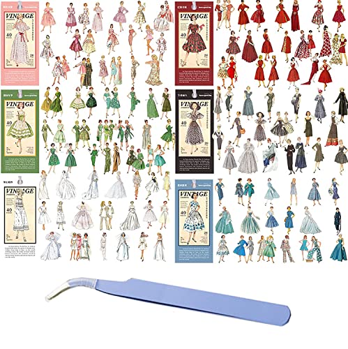 ACTIMED 240 unidades Vintage Personas Washi Pegatinas Retro Moda Mujeres Pegatinas Moda Pensamiento Iluminación Moda para Diario Álbum de Colecciones Artes, Artesanías y Viñetas Portátiles Cover