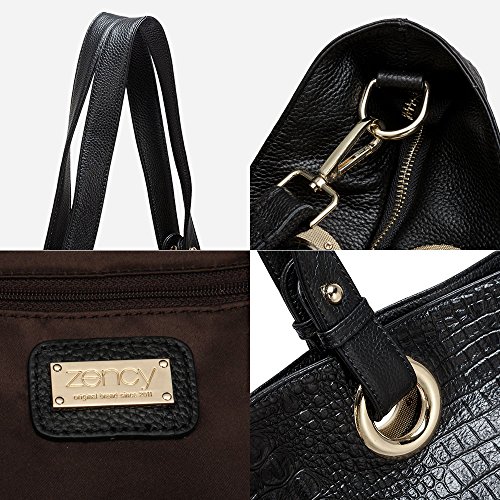 Bolso de hombro mujer cuero genuino azul oscuro miniatura 6