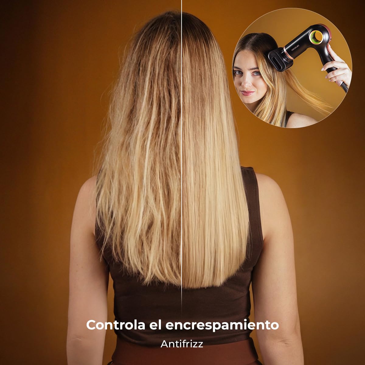 Cecotec Secador de Pelo Iones - 6 Accesorios - DryGlam Waves 6in1 Sensor Black. 1400W, 110000rpm, Tecnología de Sensor de Distancia, Triple Protección Calor, Memoria, 3 Velocidades y 5 Temperaturas