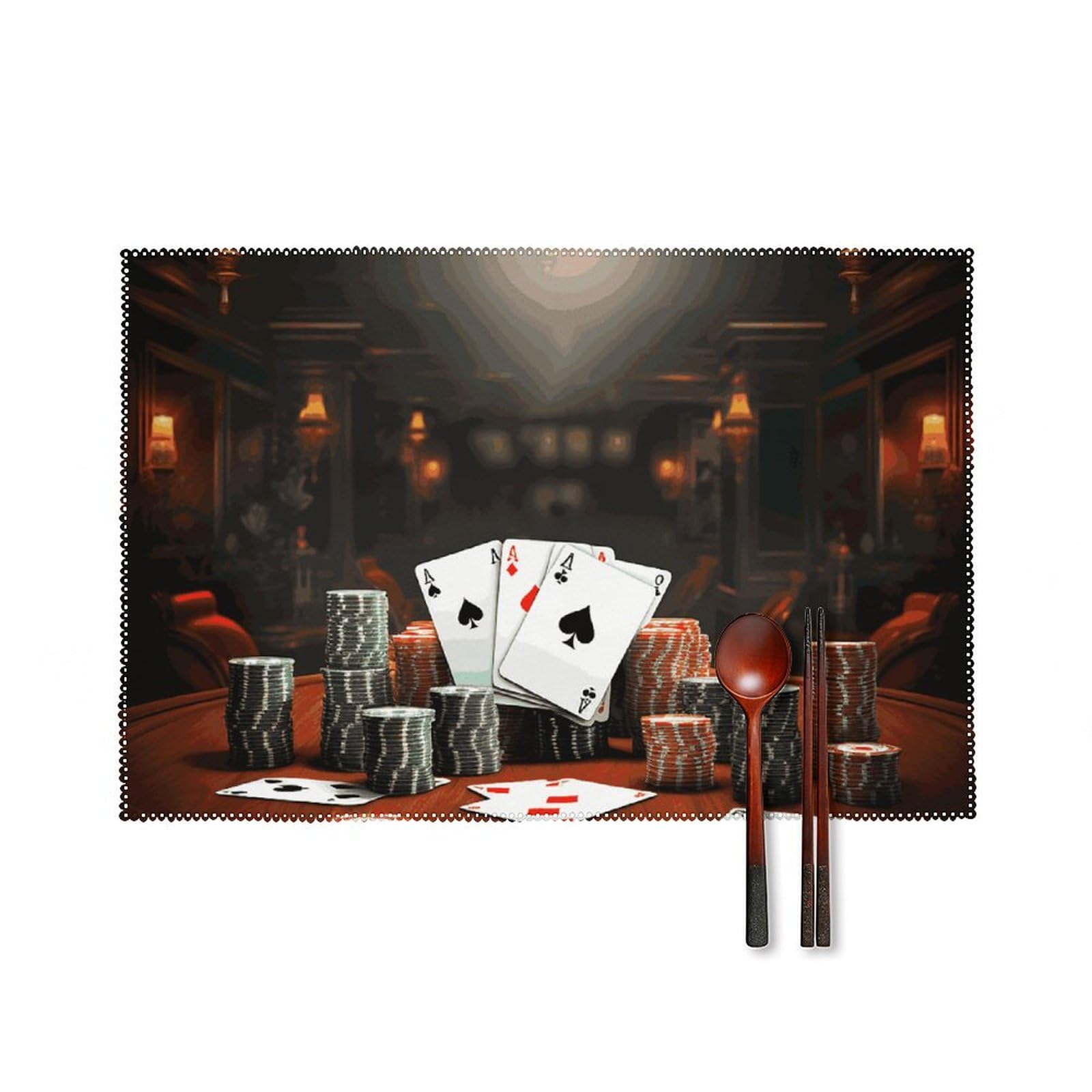Tapis de poker résistant à la chaleur lot de 6 sets de table imperméables pour cuisine