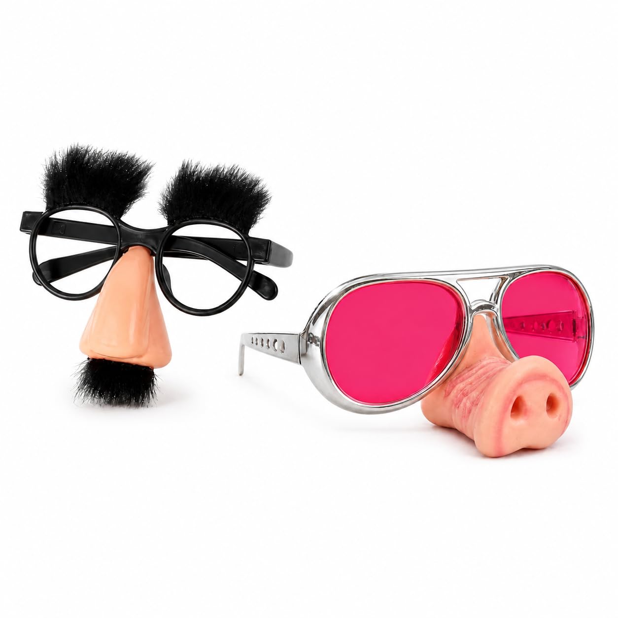 2-Piece Funny Glasses Set, Gold and Black Novelty Eyewear for Peoples