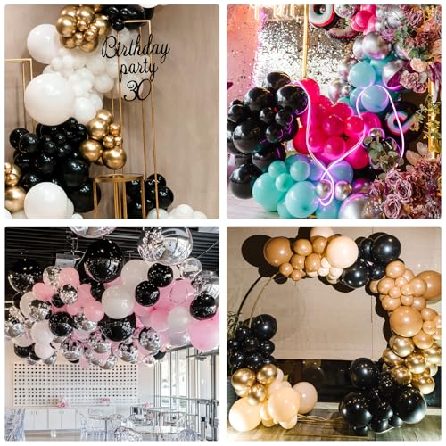 RUBFAC 135pcs Black Balloons Different Sizes 18 12 10 5 Inch for Garland Arch, Latex Balloon for Halloween Party Birthday Wedding Decorations - Image 6