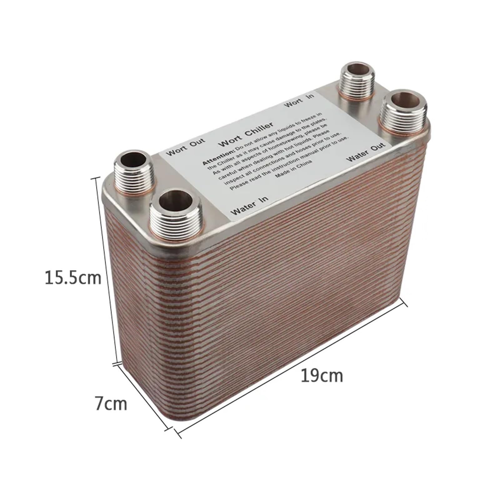 Scambiatore di calore, Refrigeratore di mosto a 60 piastre,Piastra filettata per tubi da giardino in acciaio inossidabile 304,Scambiatore di calore a piastre ad alta efficienza Homebrewing,Porta NPT 3