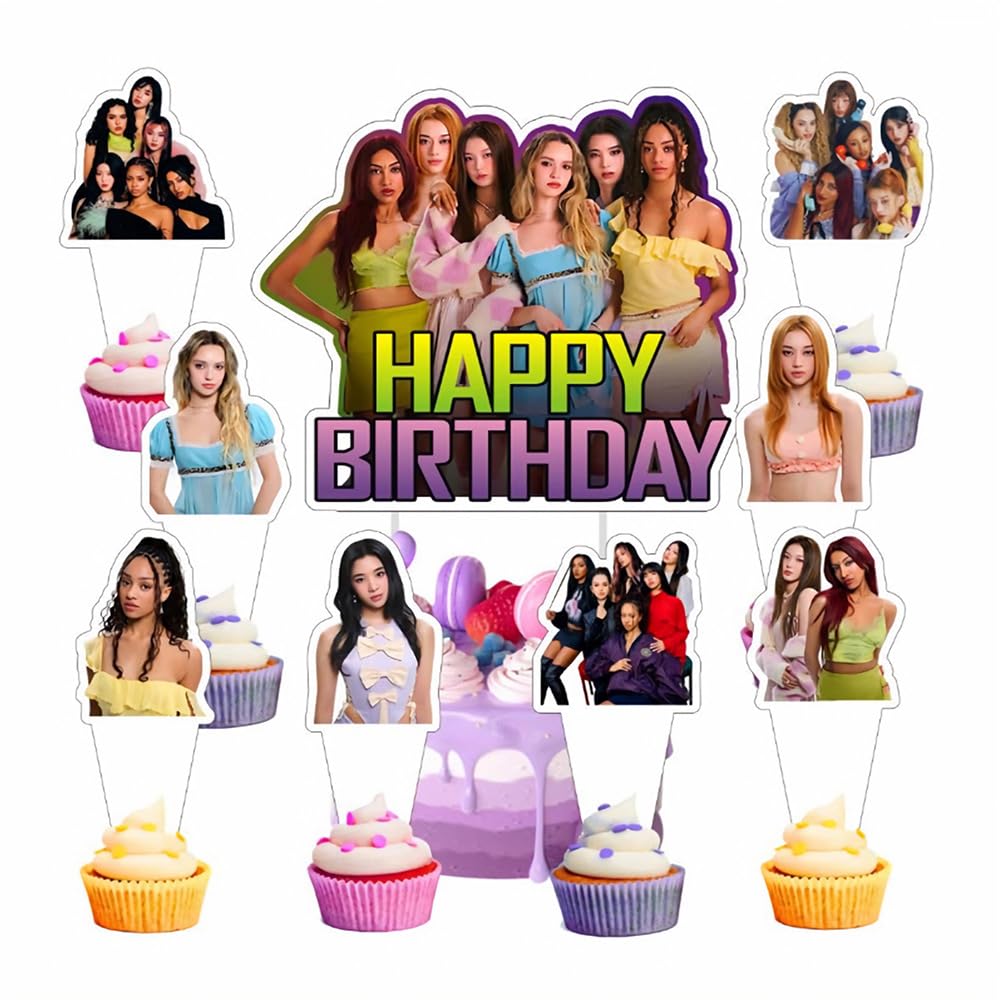 25pcs Cake Decorations with 24pcs Cupcake Toppers, 1pcs Cake Topper for Kat_seye/Tenn Girl Boy Birthday Party Supplies