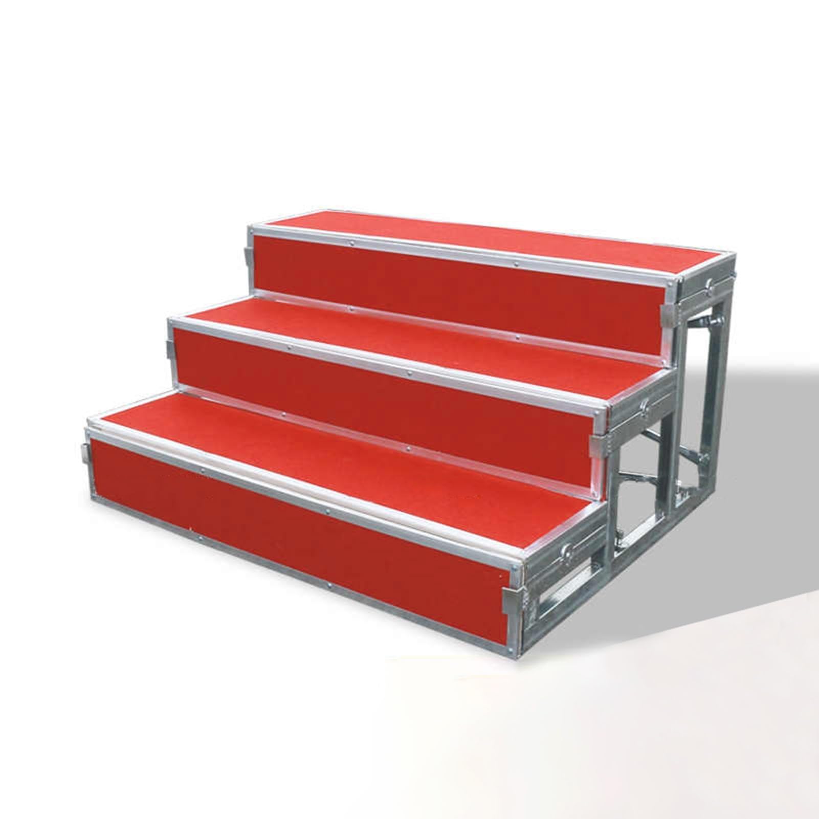 Plataforma escénica, tarimas corales Rojas de 2/3 Niveles, Plataformas escalonadas con moqueta para Coro, Taburete Recto para Cantar de pie, Banco de Escenario Comercial (3 Niveles, 78,75" d