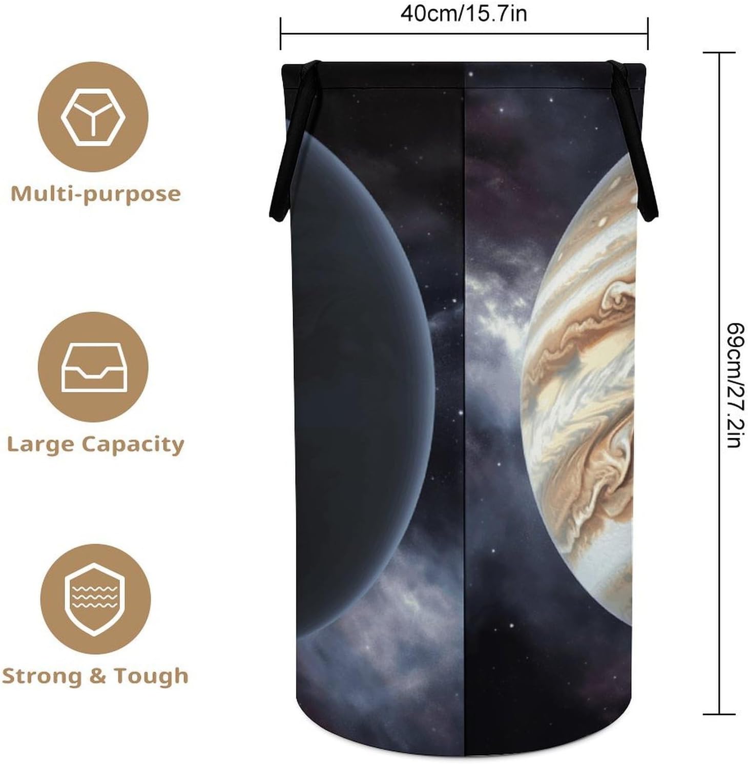 Jupiter Landscape Laundry Hamper Portable Lightweight Clothes Hampers Fashion Dirty Laundry Storage Basket Large Capacity Foldable Clothes Baskets for Bathroom Bedroom