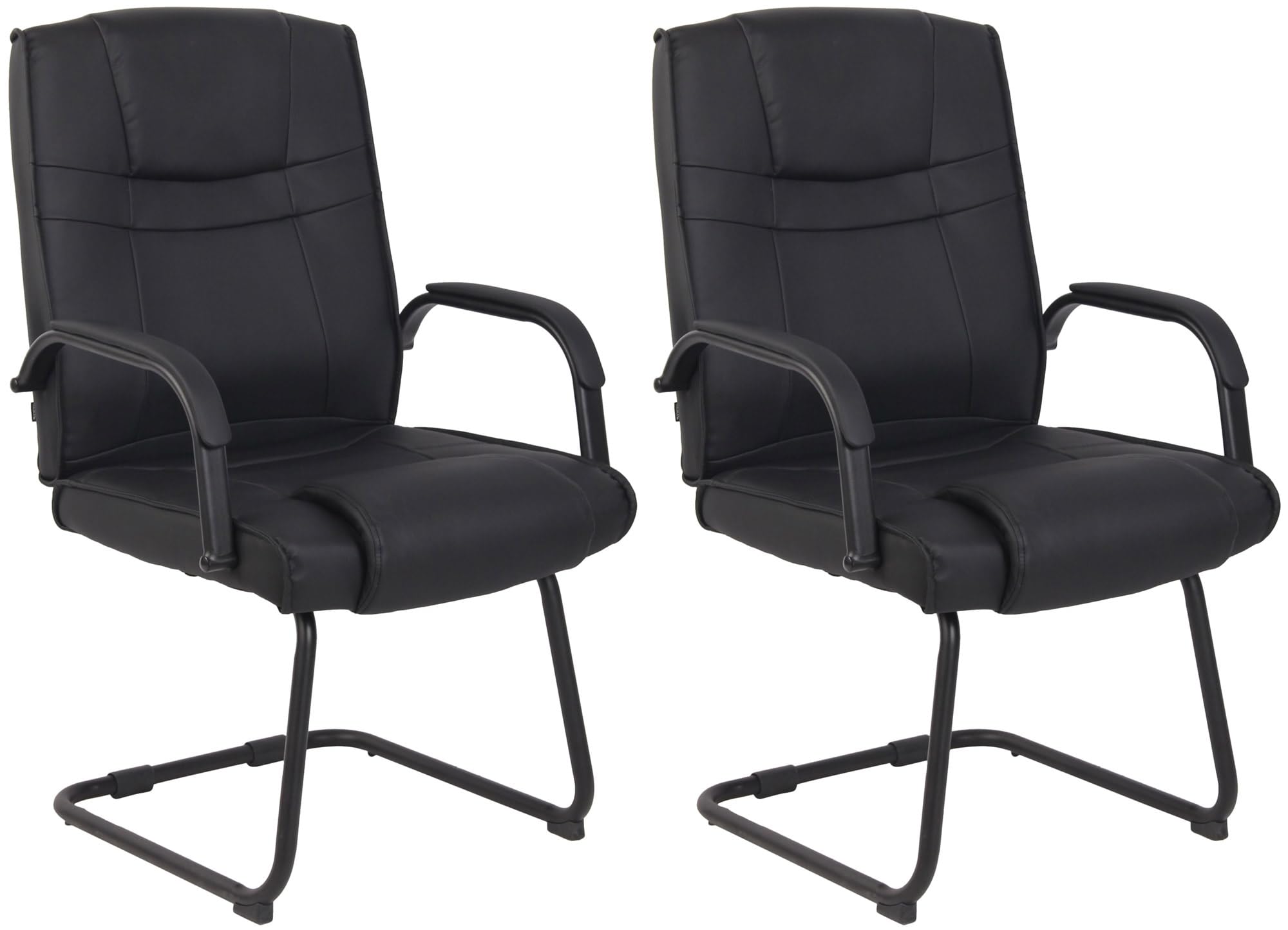 CLP Set Di 2 Sedie A Sbalzo XXL Attila Con Struttura In Metallo e Braccioli I Sedie Da Ufficio con Rivestimento in Ecopelle Colore:nero/nero