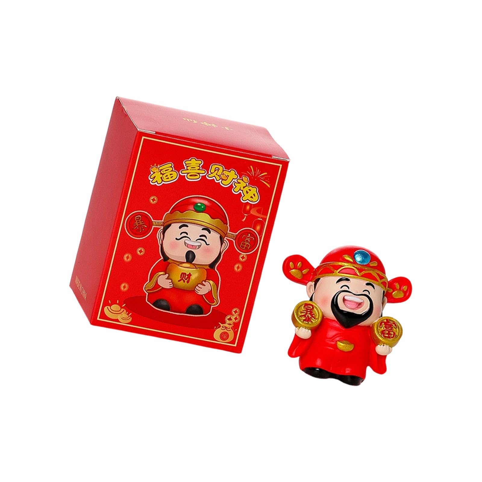 Shunzhong God of Fortunes Figurine Resins Sculpture Fengshui Decor Desktop Bring Wealth God of Wealth of Fortunes Caishen Figurine Sculptures