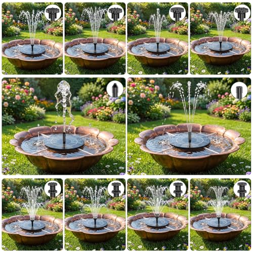 AISITIN 3,5W Solarbrunnen für Draussen mit Solar Panel Eingebaute Batterie Wasserpumpe Solar Schwimmender Fontäne Pumpe mit 10 Fontänenstile für Garten, Vogel-Bad,Teich,Fisch-Behälter