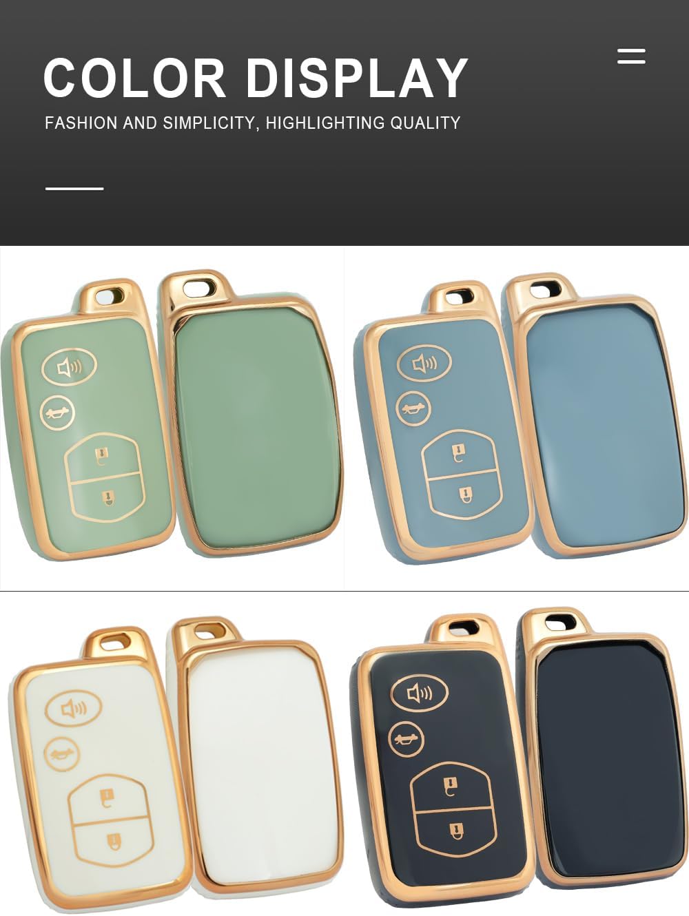 KUNIO TPU Car Key Fob Cover Case Fit for Toyota Camry Land Cruiser Highlander Rav4 Key Protective Cover Keychain Key Holder