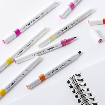Amazon | Ohuhu マーカーペン 筆タイプ 48色 初心者 筆・太字