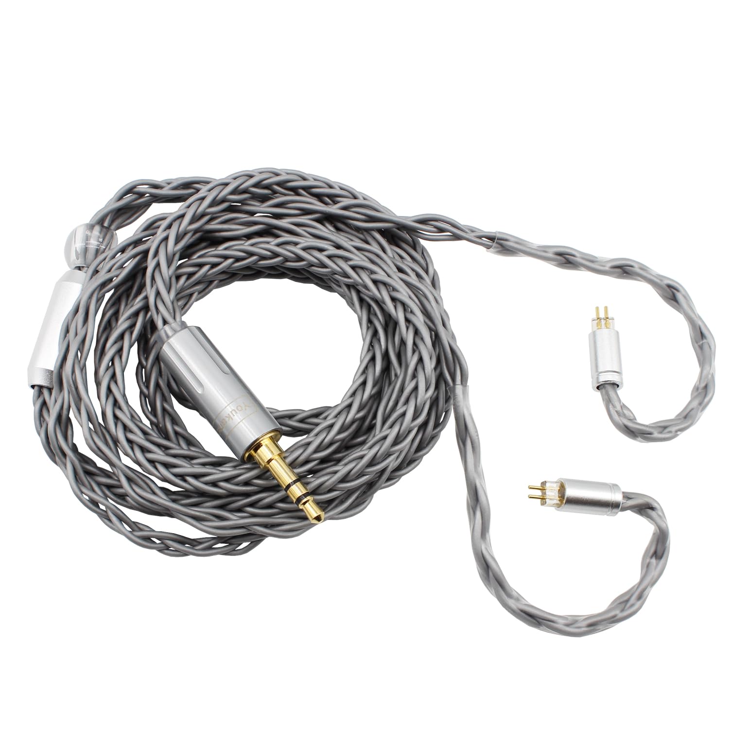 Youkamoo 0.78mm 2 Pin IEM Earphone Replacement Cord, Copper Wires, 3.5mm Earphone Cable (Grey)