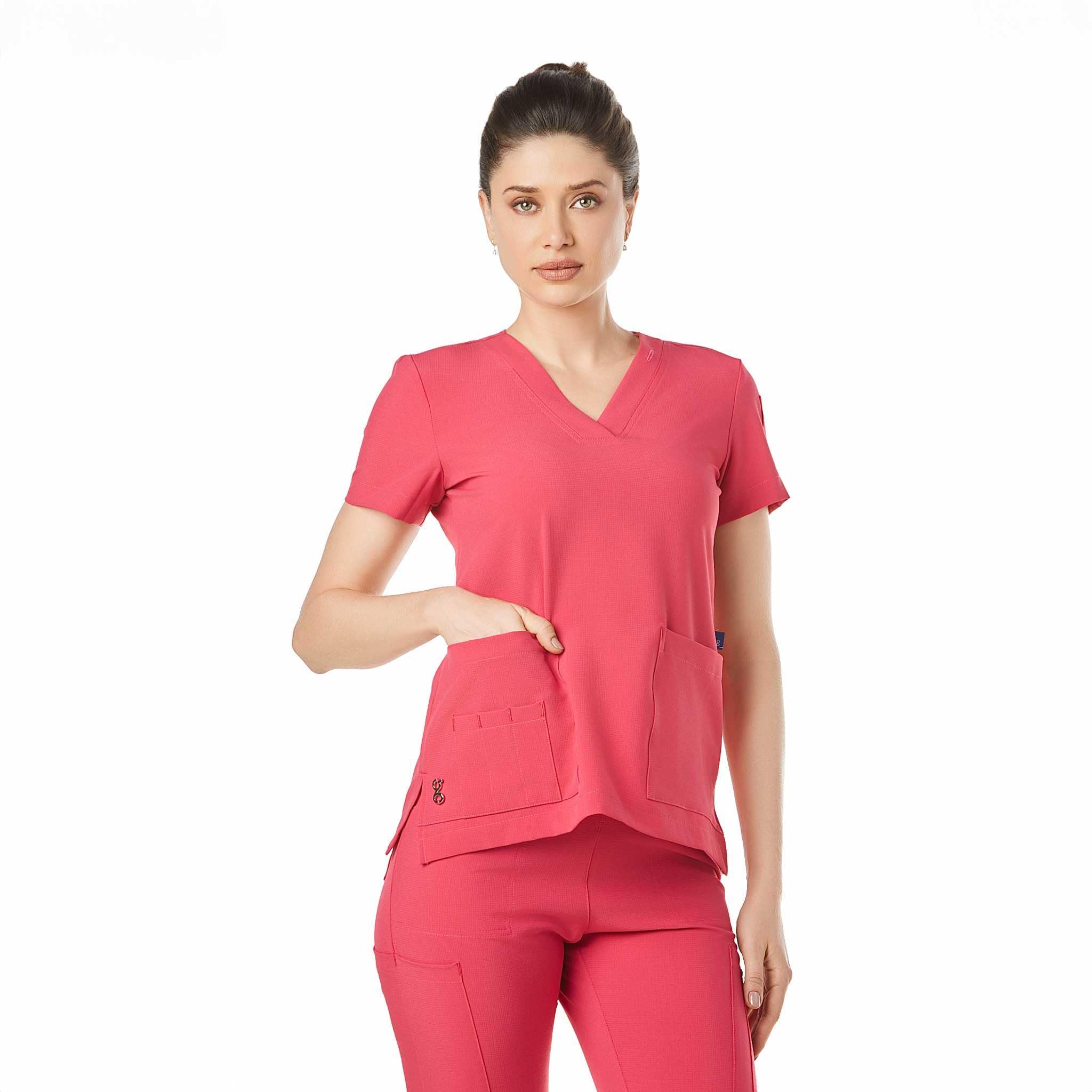 GALLANTDALE Uniforme Sanitario Pijama Ropa De Trabajo Catherine Mujer Resistente Medico Veterinaria Odontologa (FR/ES, Letras, XS, Regular, Regular, Magenta Neon)