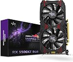 AISURIX Radeon RX 5500 XT 8gb GDDR6 Overclocked Graphic Card,128 Bit, 3XDP, HDMI, PCI Express 4.0X8, 8pin with Fan Intelligent Regulation System Gaming PC Computer Video Cards OC Edition for AMD