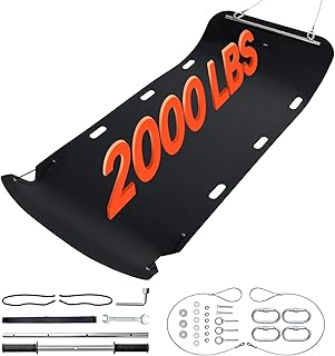 VEVOR Yard Drag Sled, 110 x 46 in, 2000lbs Heavy Duty Utility Sled, HDPE Drag Glider with Ropes & Pull Cable, Dual Use Game Hauler for Firewood Ice Fishing, Compatible with ATVs UTVs Tractors