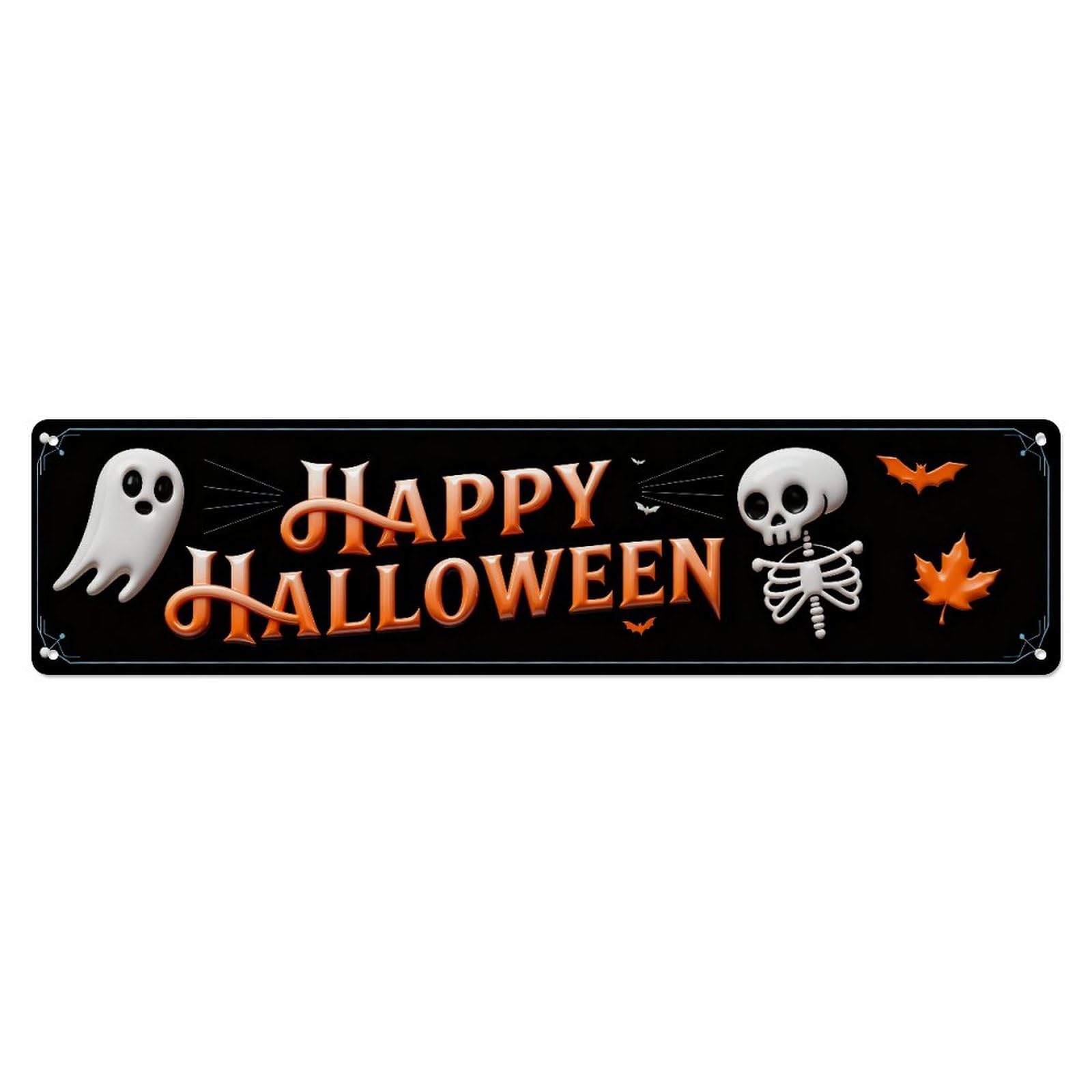Happy Halloween Ghost Skeleton Bat Leaf Metal Tin Sign Plaque