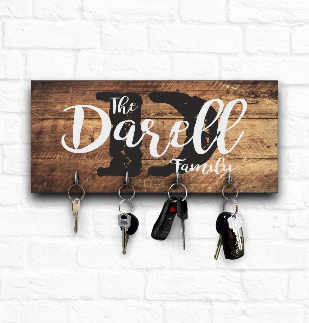 Wall Mount Key Holder, Personalized Key Hanger with Hooks