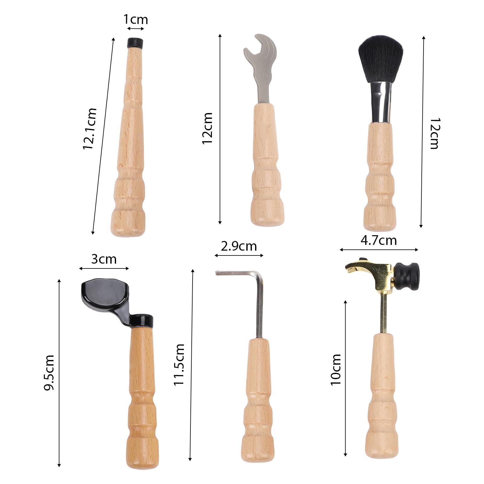 Ausla Kit Manutenzione Chitarra, Set Attrezzi in Legno di Faggio, Avvolgicorde Multifunzionale e Martello per Chitarre e Violini