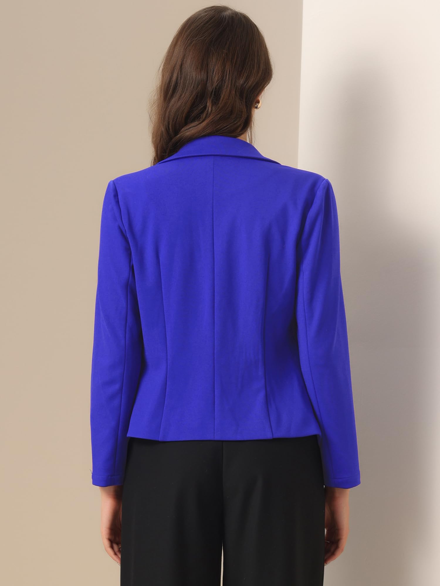 Allegra K Giacca da Donna Elegante Dressy Blazer con Apertura Anteriore Giacche Corta da Ufficio per Il Lavoro Blu Reale M