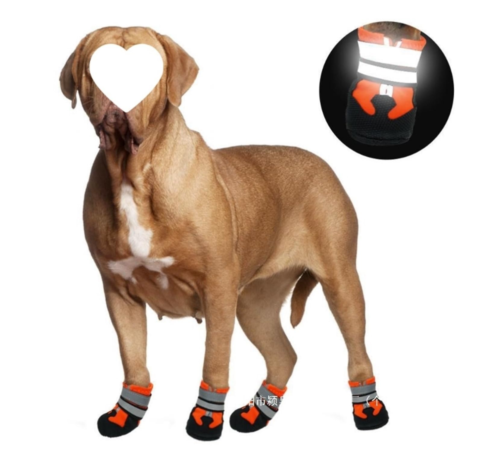 Chaussures pour chien en maille respirante avec sangles réfléchissantes, semelles antidérapantes, protections de pattes réglables pour une utilisation en intérieur et en extérieur (orange, taille M)