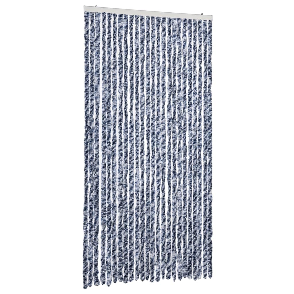 vidaXL Fly Curtain, Fly Screen for Window Living Room Doorways, Door Curtain for Decorations, Fly Blind, Blue and White 100x200 cm Chenille — image 1