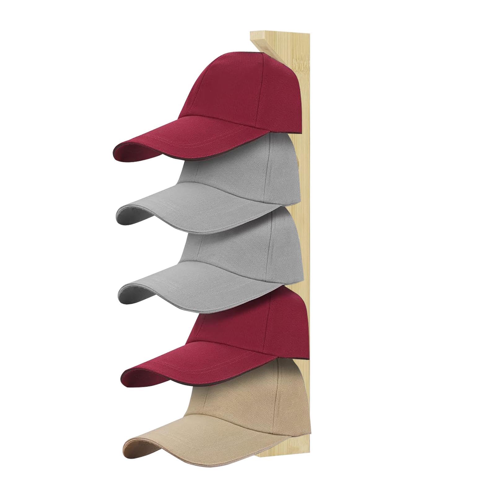 Hat Rack For Baseball Caps – Wooden Wall Mounted Hat Hanger | Vertical Wall Mounted Hat And Caps Display Rack | Baseball Hat Display Hanger, For Baseball Hat Display