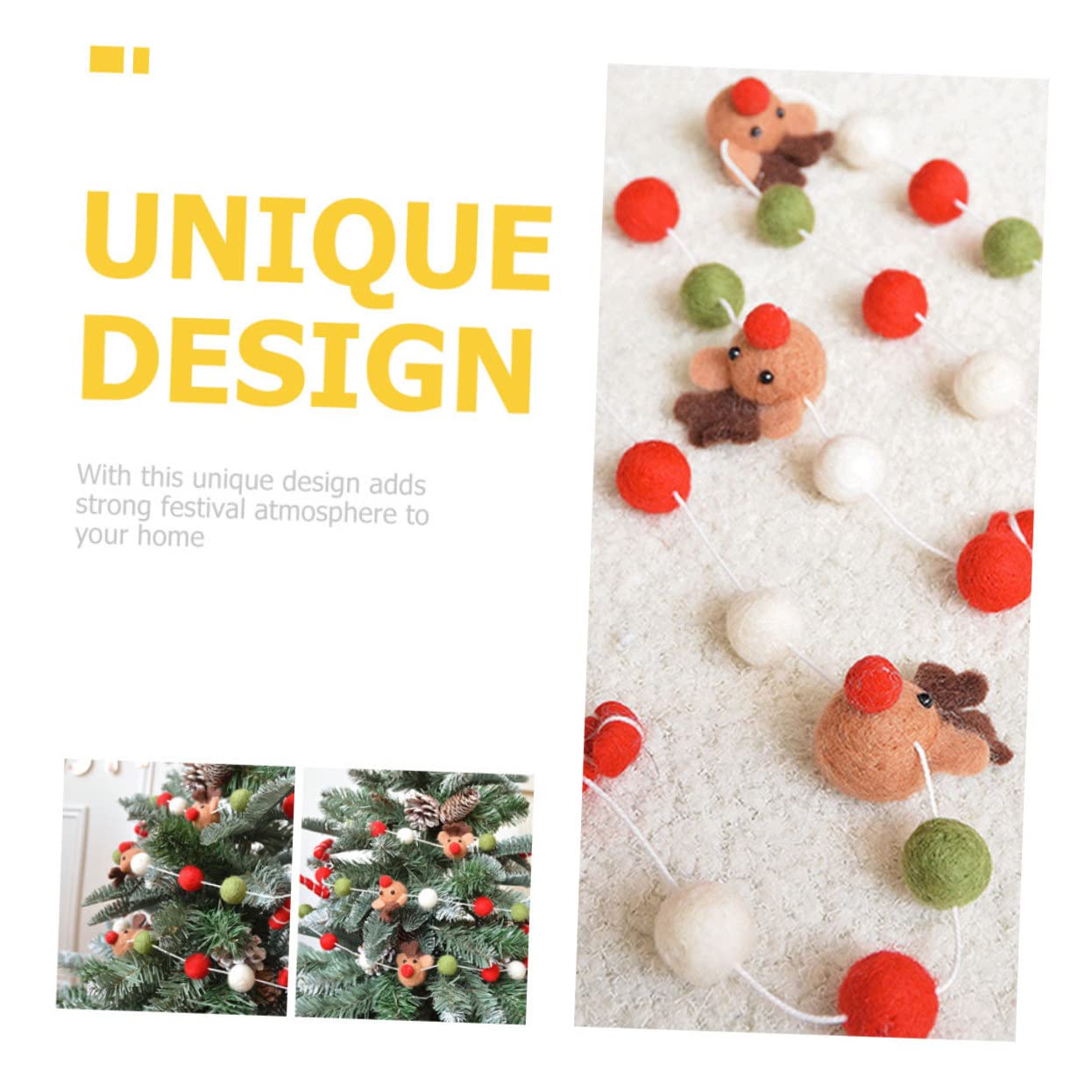 Cabilock 5 Saiten Weihnachtskugel-spieße Aus Filz Hängend Filz Weihnachtsbaum Für Kinderwand Dekoration Party Girlande Weihnachten Ornament Weihnachtsschmuck Gefühlt Christbaumschmuck Wolle
