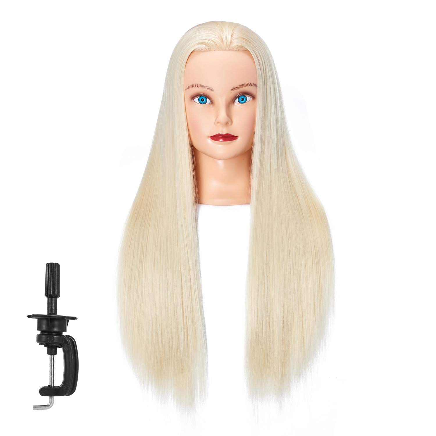 Traininghead 26"-28" Testa di manichino femminile Parrucchiere Capelli lunghi Fibra sintetica Modello di addestramento