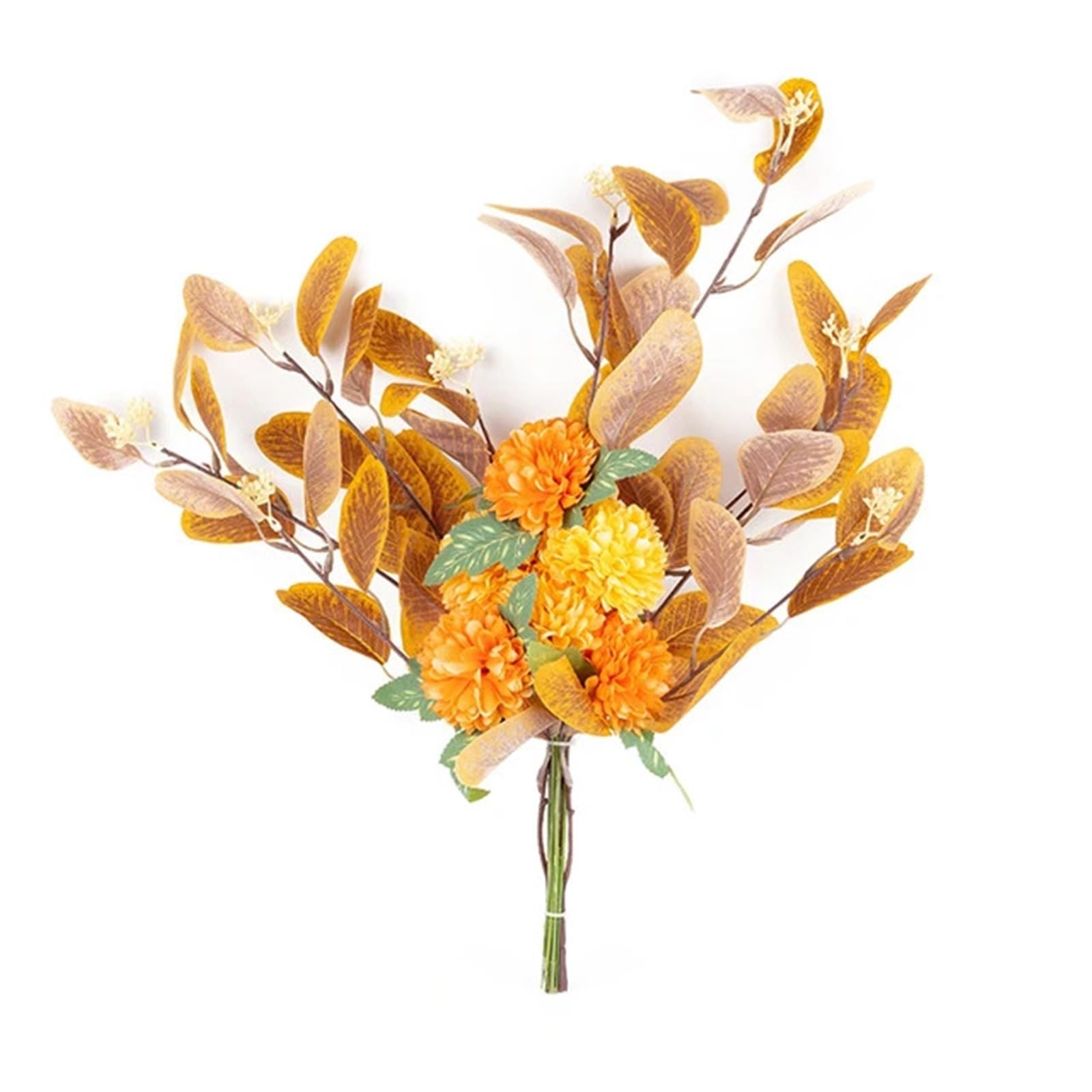 Artificial Flower Branches Artificial Flower Silk Chrysanthemum Leaf Home Vase Decoration Bouquet Wedding Arrangement Plants(Color4)