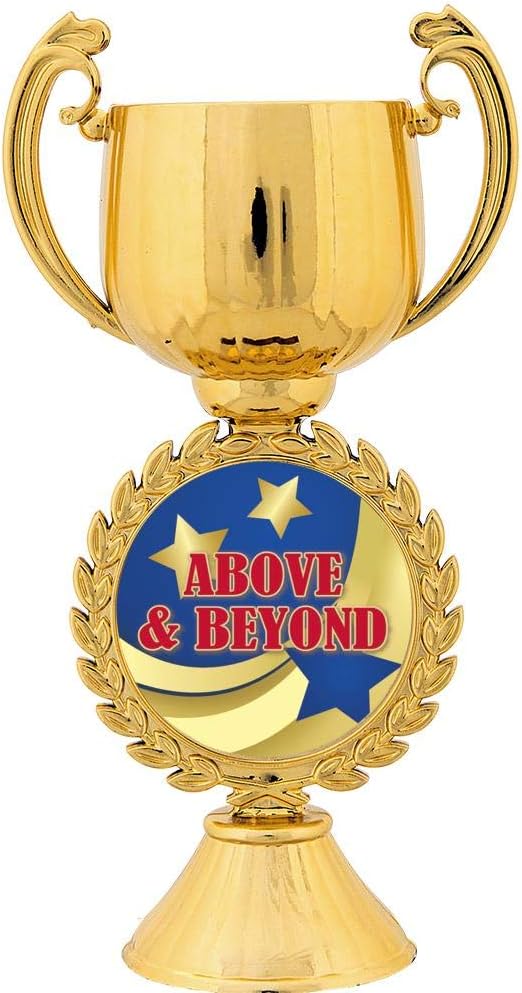 Crown Awards Personalized Above and Beyond Trophy, 7.25" Gold Cup Recognition Trophies with Free Custom Engraving