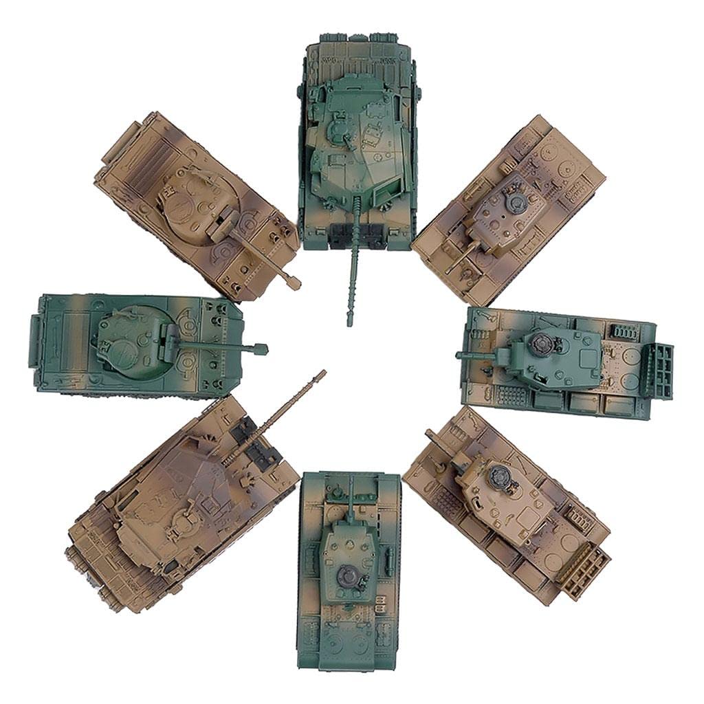 yotijay Set di 8 Kit di Carri Armati in plastica 1:72 da assemblare Collezioni di Puzzle Set da Gioco Modello Fai-da-Te Ornamenti per Carri Armati