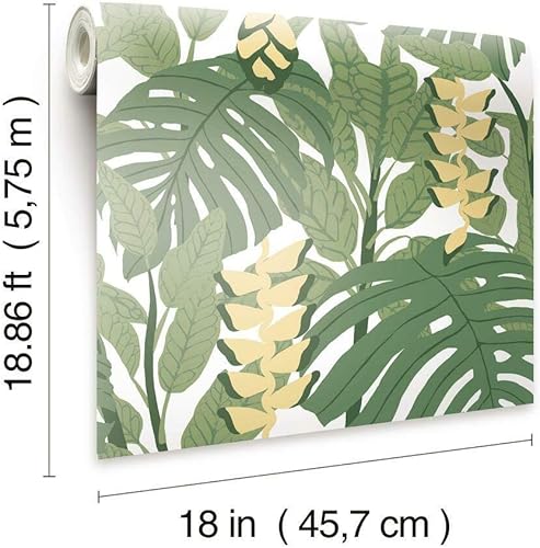 Miniatura 6 de RoomMates RMK11531RL Finlayson - Papel tapiz autoadhesivo verde y amarillo Bunaken