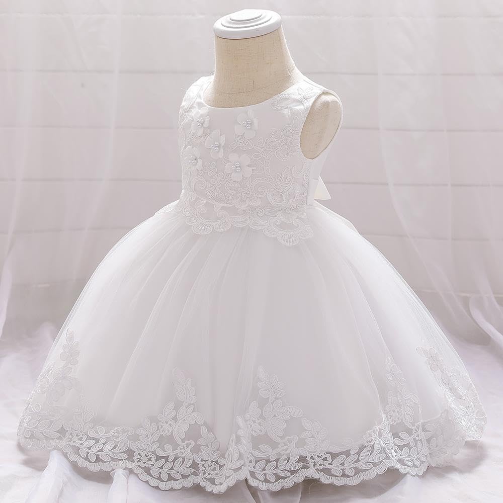 Lito Angels Bebe Niñas Vestido de Dama de Honor de Boda Ropa Navidad Fiesta Elegante Bordado Talla 3-18 Meses, Cian