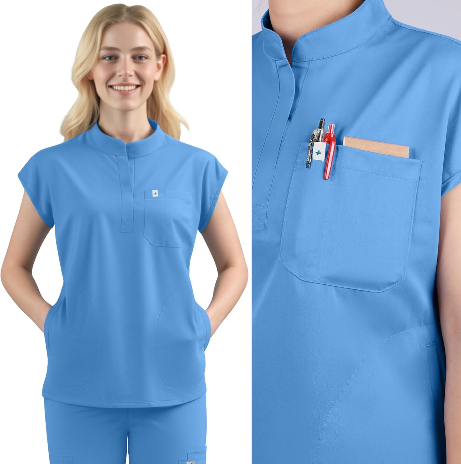 Scrubs Set for Women Medical Uniform Nurse Suit, Anti-Wrinkle Scrub Top Jogger Pant&11 Pockets,4 Way Stretch Workwear - Image 3