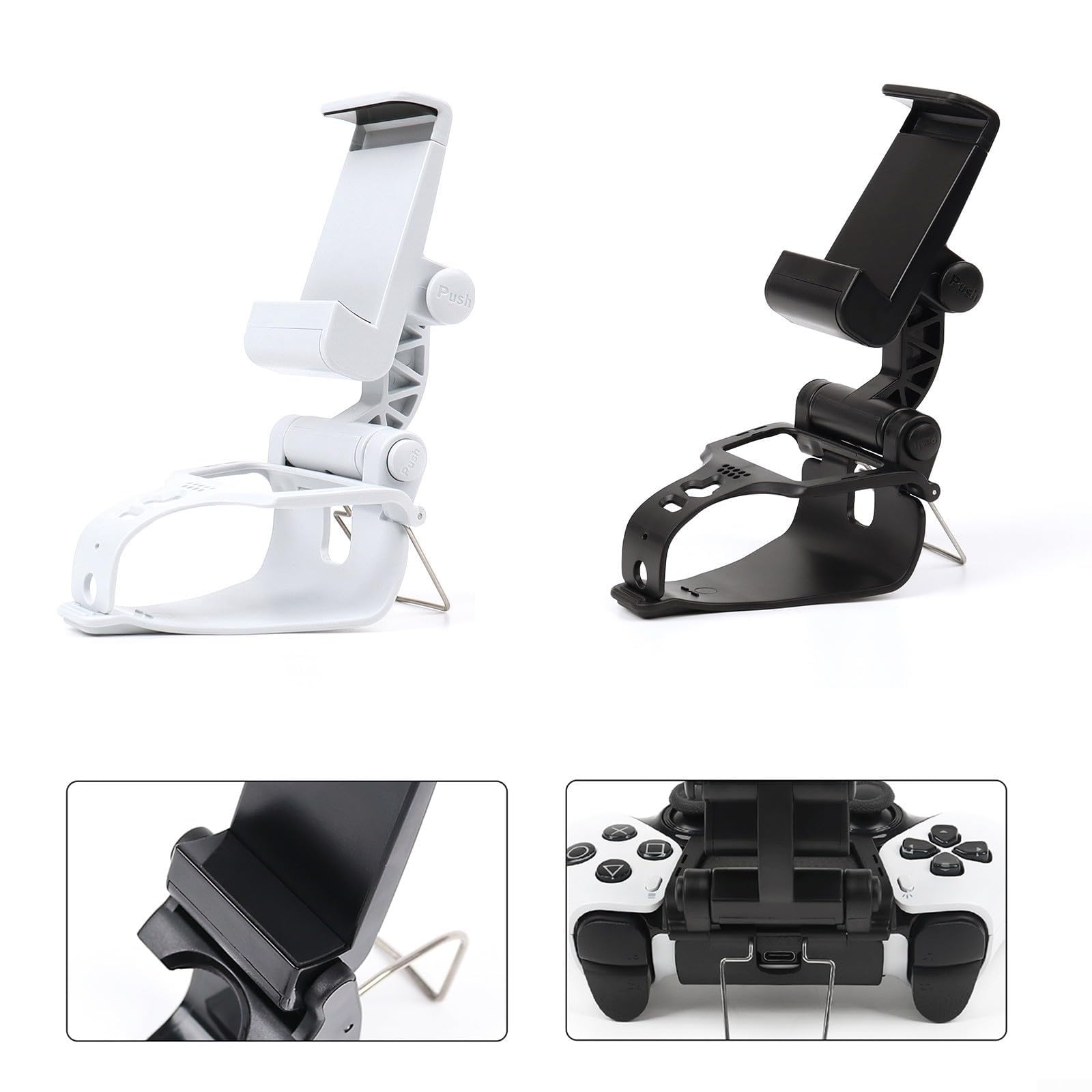 Supporto ergonomico regolabile per controller Dualsense Edge, staffa da gioco per PC con articolazione singola di bloccaggio per smartphone Android e iOS, design pieghevole portatile (bianco)