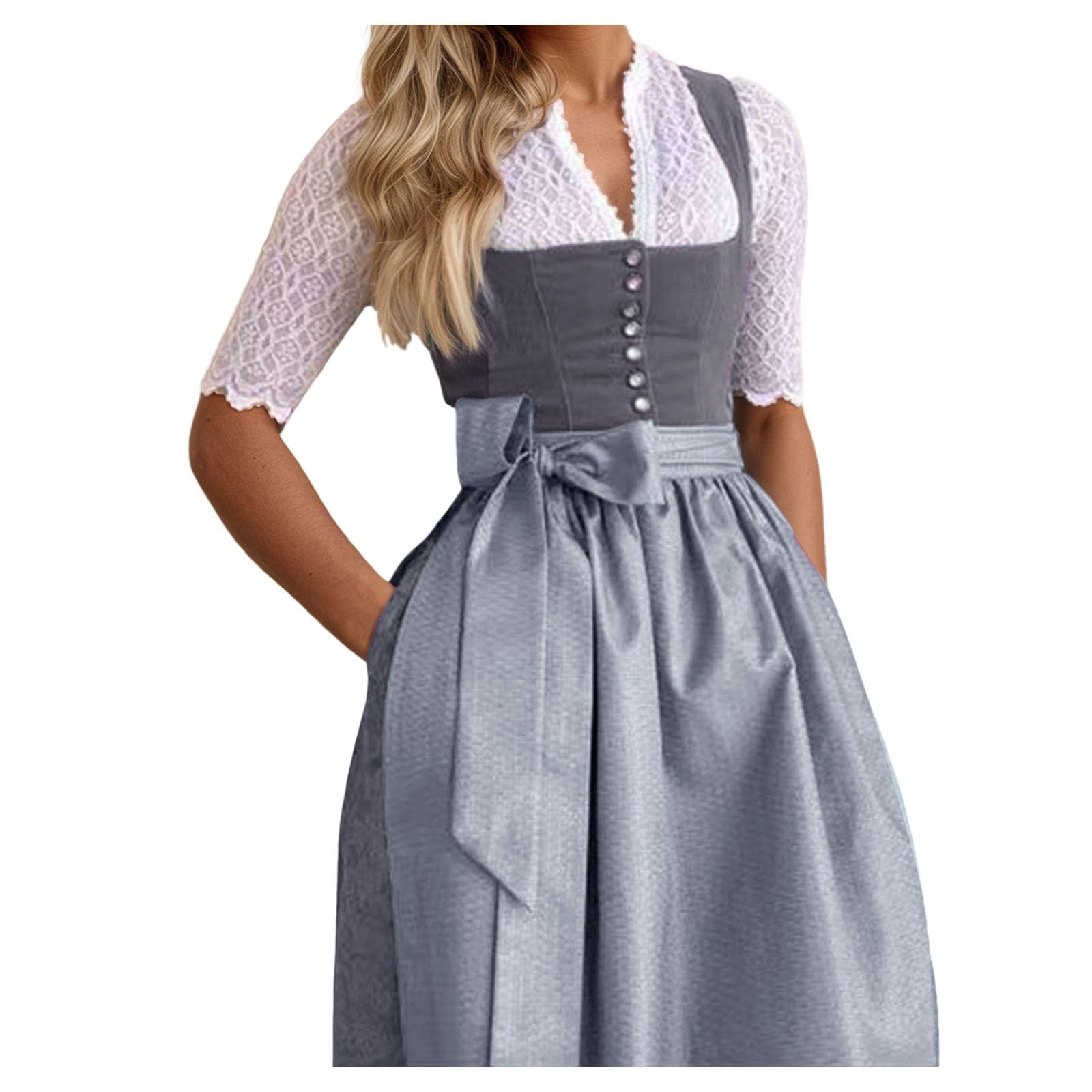 Dirndl da donna, abito tradizionale bavarese per l'Oktoberfest, set completo lungo oversize con camicetta Dirndl, costume per Oktoberfest, feste della birra, occasioni speciali, spettacoli